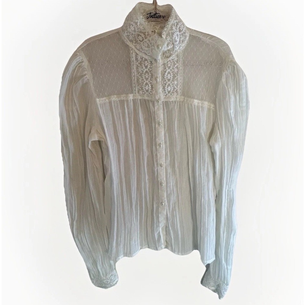 VTG GUNNE SAX Jessica's Gunnies San Francisco Blouse Sz 9   Cream  Long Sleeve